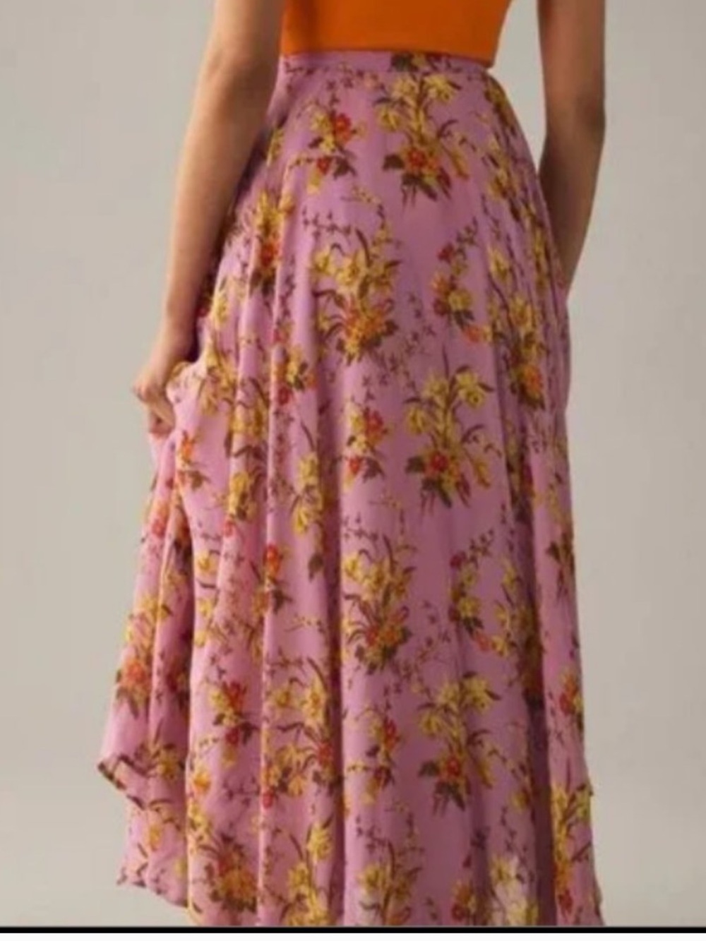 Anthropologie purple chiffon flowy floral maxi skirt ladies size 10 - Picture 10 of 10